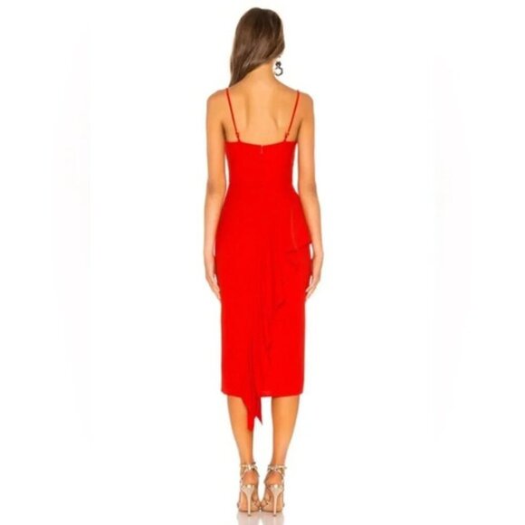 Revolve Lovers and Friends Cleo Midi Dress Bright Red Tiered Ruffles Size XS - Picture 14 of 14